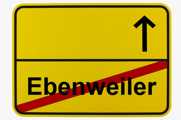 Illustration eines Ortsausgangsschildes von Ebenweiler in Baden-Württemberg	