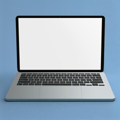 Blank laptop template computer isolated on a blue background