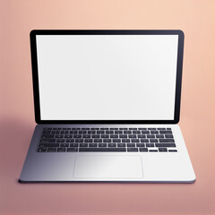 Blank laptop template computer isolated on a pinkish background