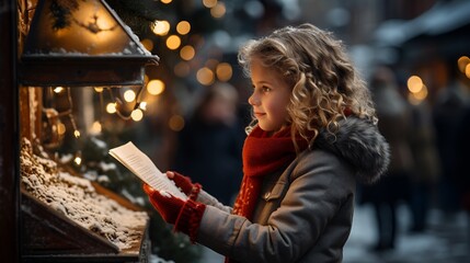 A child posting a letter to Santa