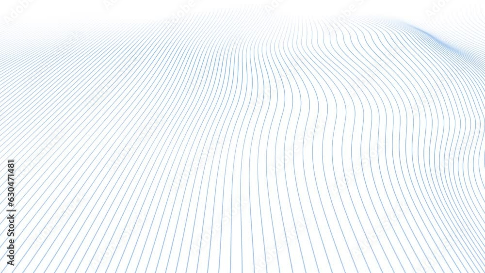Aufkleber abstract blue wave lines loop slow motion on white background.