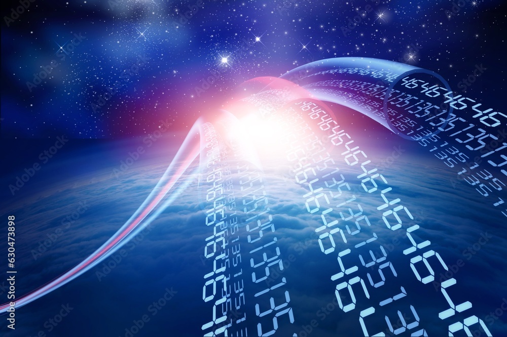 Wall mural abstract globe with digital communications in sky.