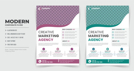 Corporate business flyer template With Color Combination, Brochure design, annual report, poster, flyer in A4, promotion, advertise, publication, cover page,