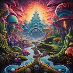 abstract colorful landscape generative ai