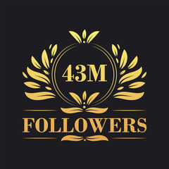 Obraz premium 43M Followers celebration design. Luxurious 43M Followers logo for social media followers