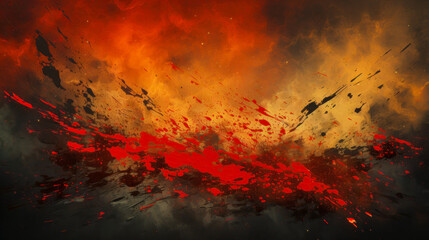 Explosion of Colors An Abstract Painting with a Black Background and Splashes of Red Orange AI Generated