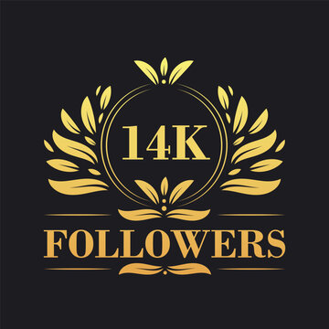 14K Followers celebration design. Luxurious 14K Followers logo for social media followers