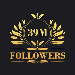 Obraz premium 39M Followers celebration design. Luxurious 39M Followers logo for social media followers
