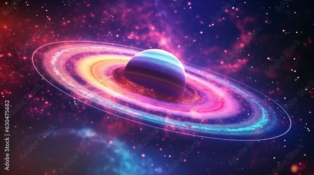 Canvas Prints space galaxy background with saturn planet. generative ai