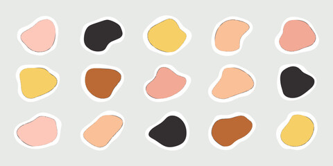 Set of graphic elements in the shape of distorted circle. Organic liquid forms.