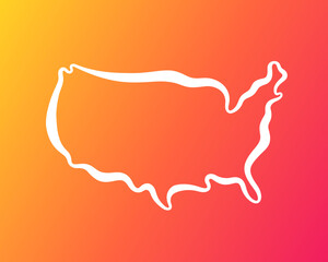 United States - Outline Map on Gradient Background