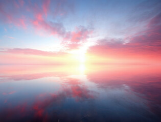 Fototapeta premium Panorama of sea sunset, the view of the ocean sunrise, tropical sunset.