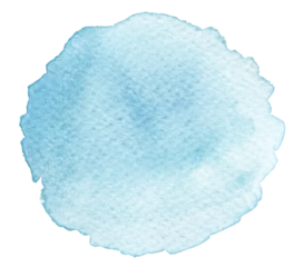 Tuinposter PNG Ink watercolor blue color smear brush stroke staincircle blot on transparent  background. © Liliia
