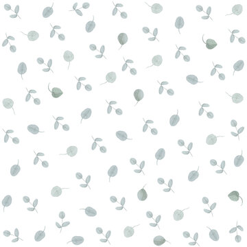 Eukalyptus leaves Seamless Pattern Ginkgobl&auml;tter watercolor Stoffdesign wiederholen Fliese Botanical Floral Surface Muster
