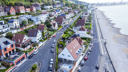 Terraced villas on a hillside in the north of Le Havre - obrazy, fototapety, plakaty