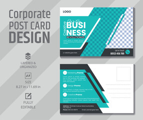 Corporate business postcard template design. digital marketing agency postcard, business marketing postcard set, vector illustration.