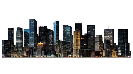 panoramic night city skyline isolated without background