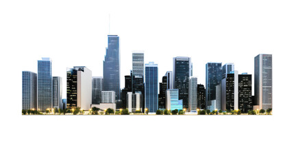 Fototapeta premium panoramic night city skyline isolated without background