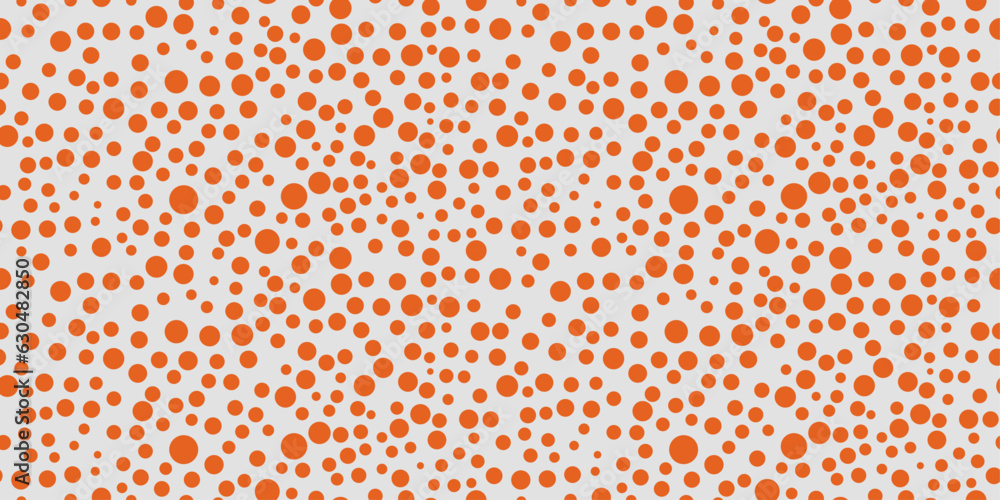 Aufkleber surface of orange dots of different sizes. seamless pattern print for textiles, pillows, clothes, ba