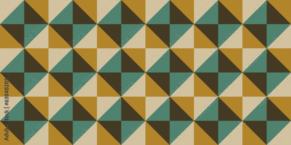 Poster rhombus retro tiles. a repeating pattern of simple rhombuses divided into quarters. seamless pattern
