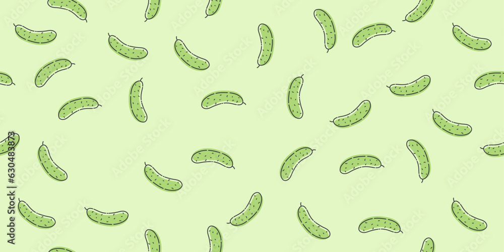 Aufkleber small cucumbers scattered on the surface of the canvas. wallpaper with cucumbers. seamless pattern p