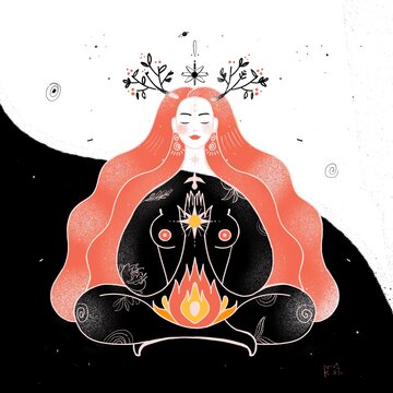 Illustration of a woman meditating