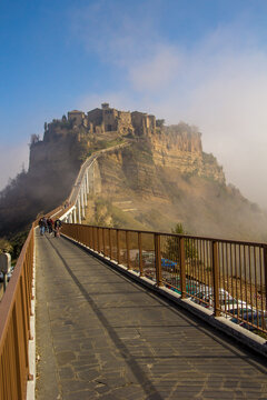 Concrete pathway near Civita di Bagnoregio town in Province of Viterbo in central Italy