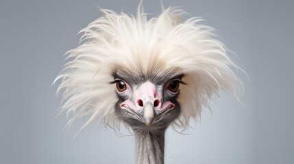 Obraz premium A bird's head with white feathered hair style