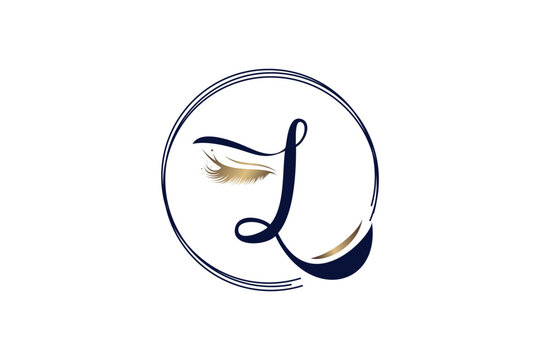 Eyelashes logo design vector with creative letter L