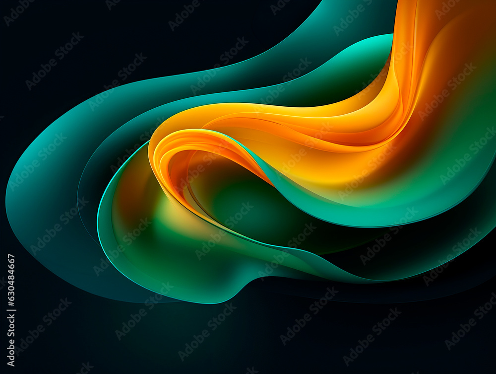 Aufkleber abstract colorful background with smooth wavy lines. Generative AI
