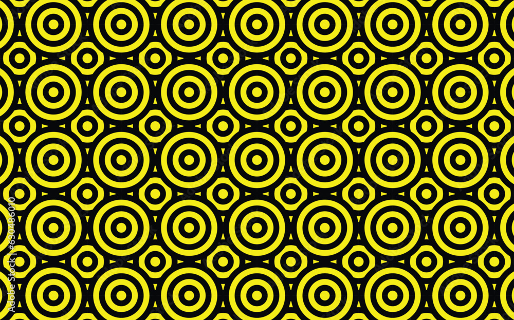 Poster abstract isometric and circle black and yollow pattern design with black background. simple graphic 
