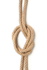 Ropes with knot on white background