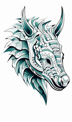 Dragon Wolf Rhinoceros Dinosaur Mandala Style Tattoo Stamp Print Logo Prehistoric Fantastic