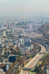 Obraz premium aerial view of the city Chile, Santiago landscape with its buildings 