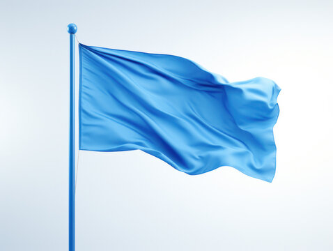 Empty Blue Flag - Blue Flag Against White Background
