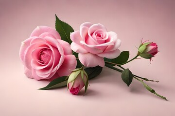 pink roses on white background   generated by AI technology 
