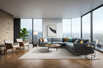 modern living room interior   generated by AI technology 