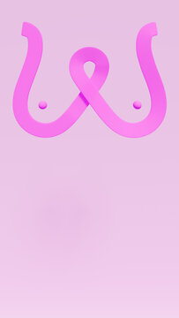 ribbon forming the breasts of a woman with the symbol of the fight against breast cancer