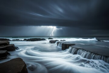 storm over the sea   generated by AI technology 
