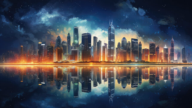 City night painting background landscape