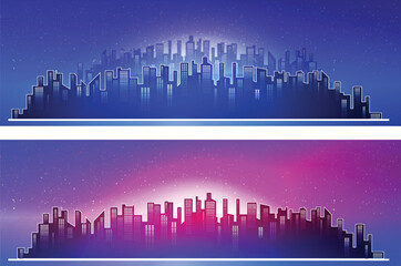 City Skyline at night. Vector illustration - 630488228