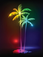 Palm trees. Textured ink brush drawing. Vector illustration - 630488269