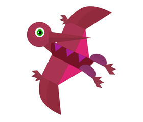 Cartoon dinosaur pterodactyl or other dino bird isolated illustration for kids © honeyflavour