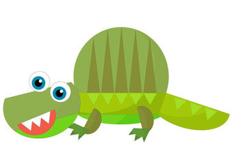 cartoon happy and funny colorful prehistoric dinosaur dino smiling friendly isolated illustration for kids
