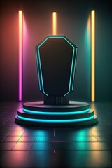  Futuristic neon stage product pedestal