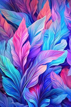Abstract background with blue and pink leaves. illustration for your design