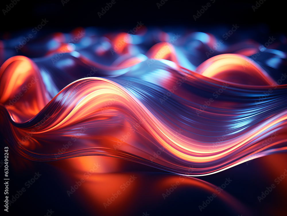 Poster abstract fractal red and blue wavy background. generative ai