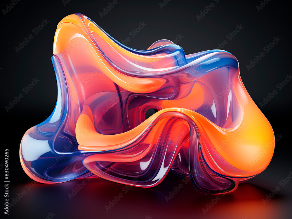 Canvas Prints abstract wavy liquid on a black background. generative ai
