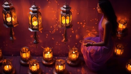 Diwali, the festival of lights banner with copy space for text - obrazy, fototapety, plakaty