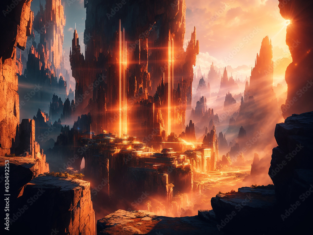 Poster a mystical world with sourse engine - ai generative